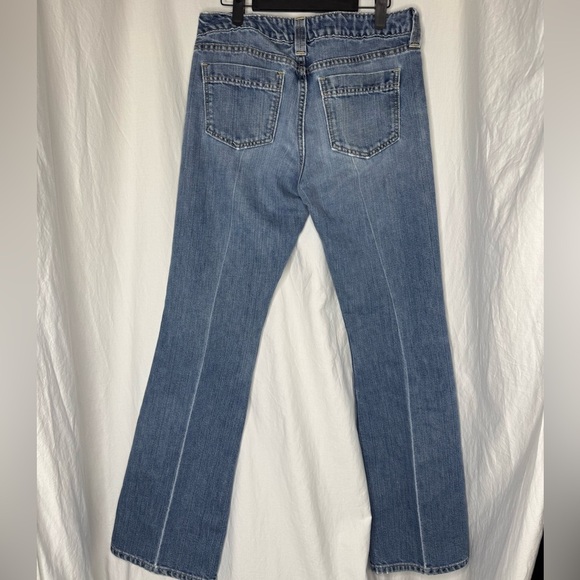 Gap Super Curvy Flare Pleated Denim Blue Classic Jeans sz 10 Long - Picture 4 of 6